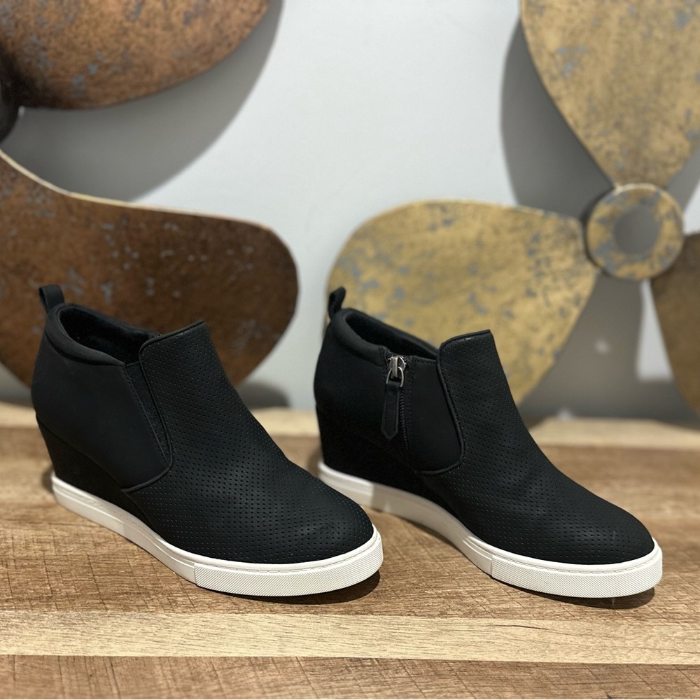 Susina Black and White Wedge Sneaker/ Ankle Boots